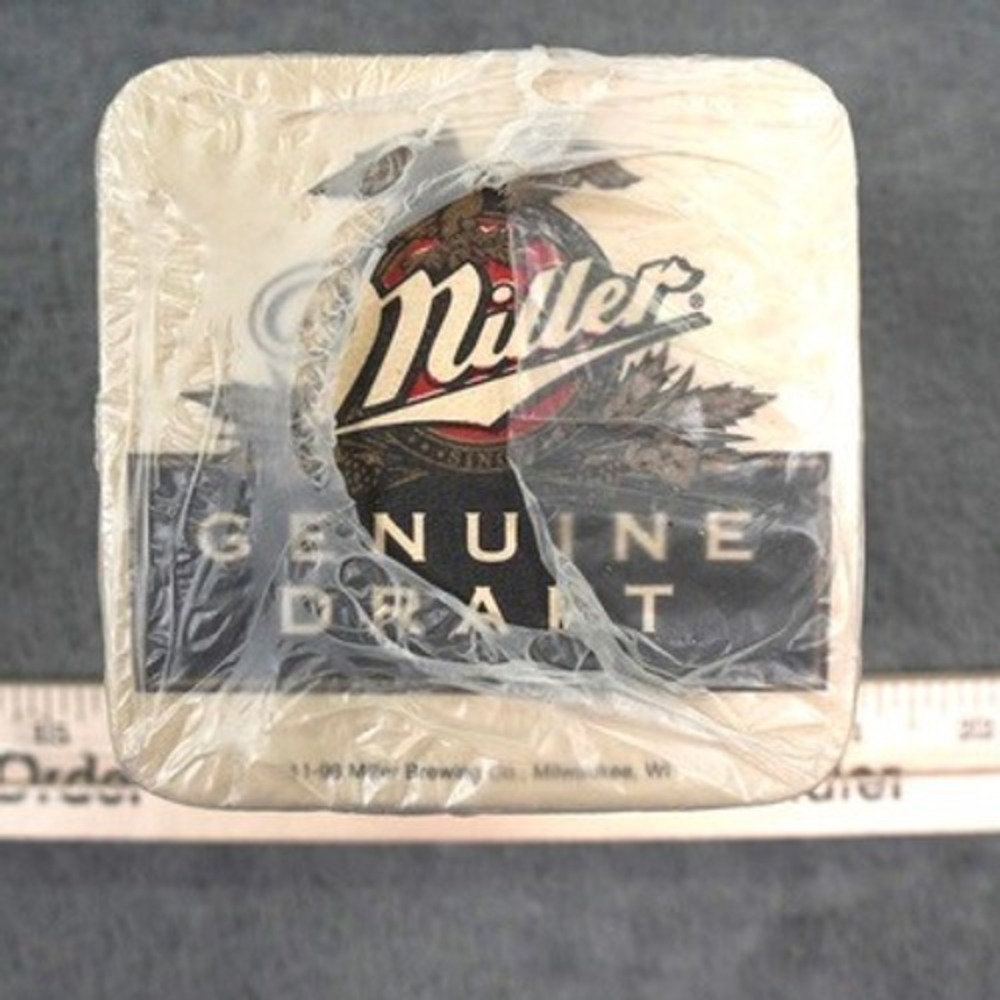 Miller Genuine Draft Coasters Belgium OS Beige VTG MGD Beer Barware Logo 1980s